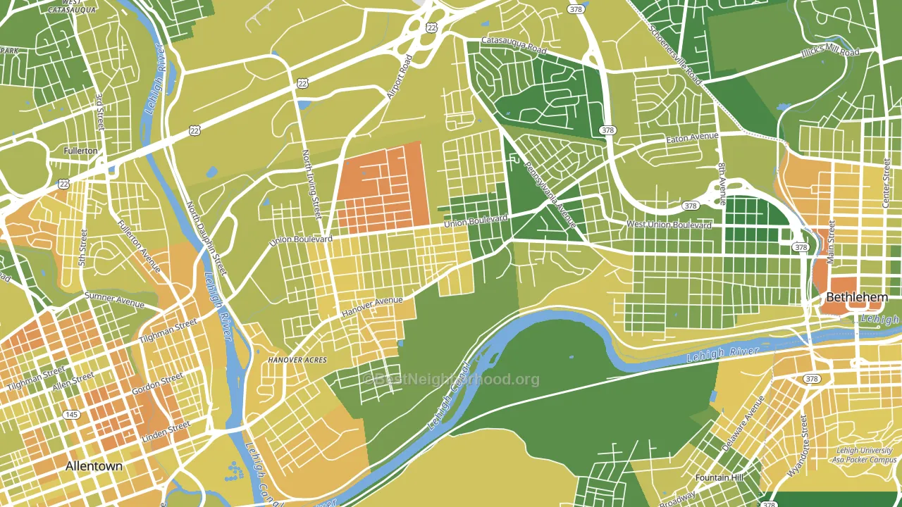 Rittersville, Allentown, PA block-group voter-turnout map