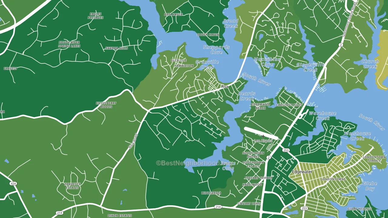 Riva, MD block-group voter-turnout map