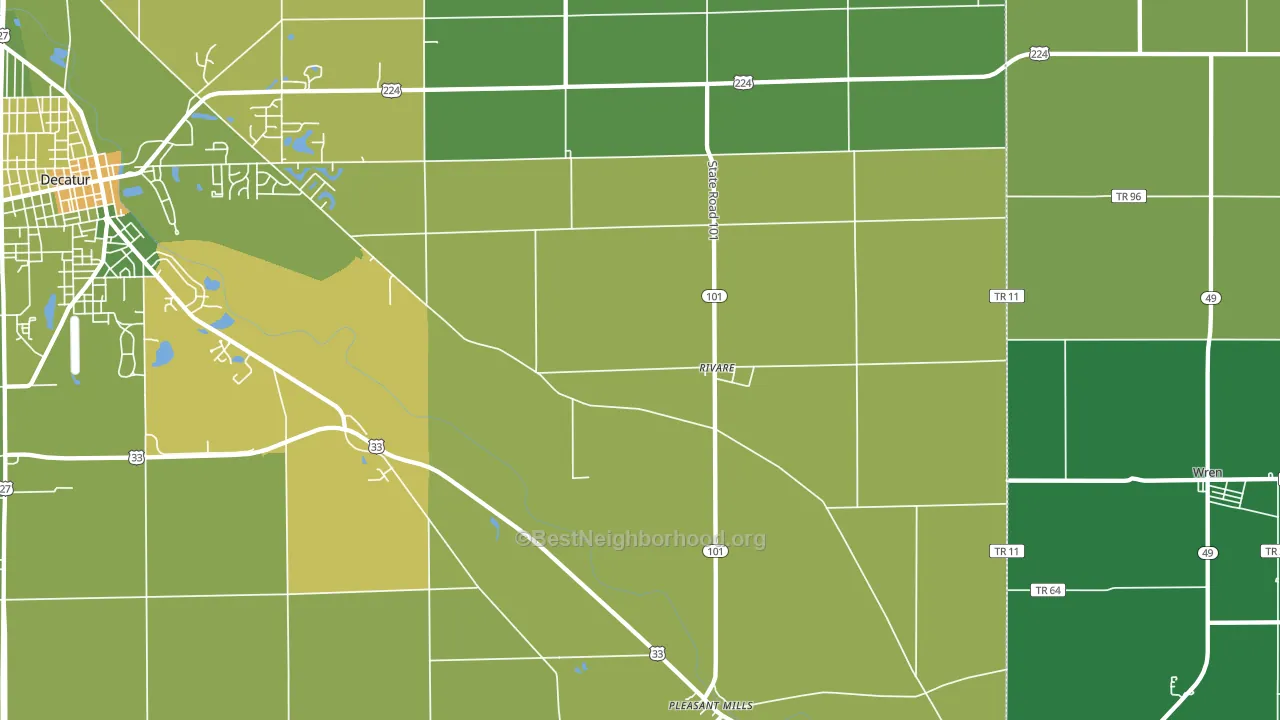 Rivare, IN block-group voter-turnout map