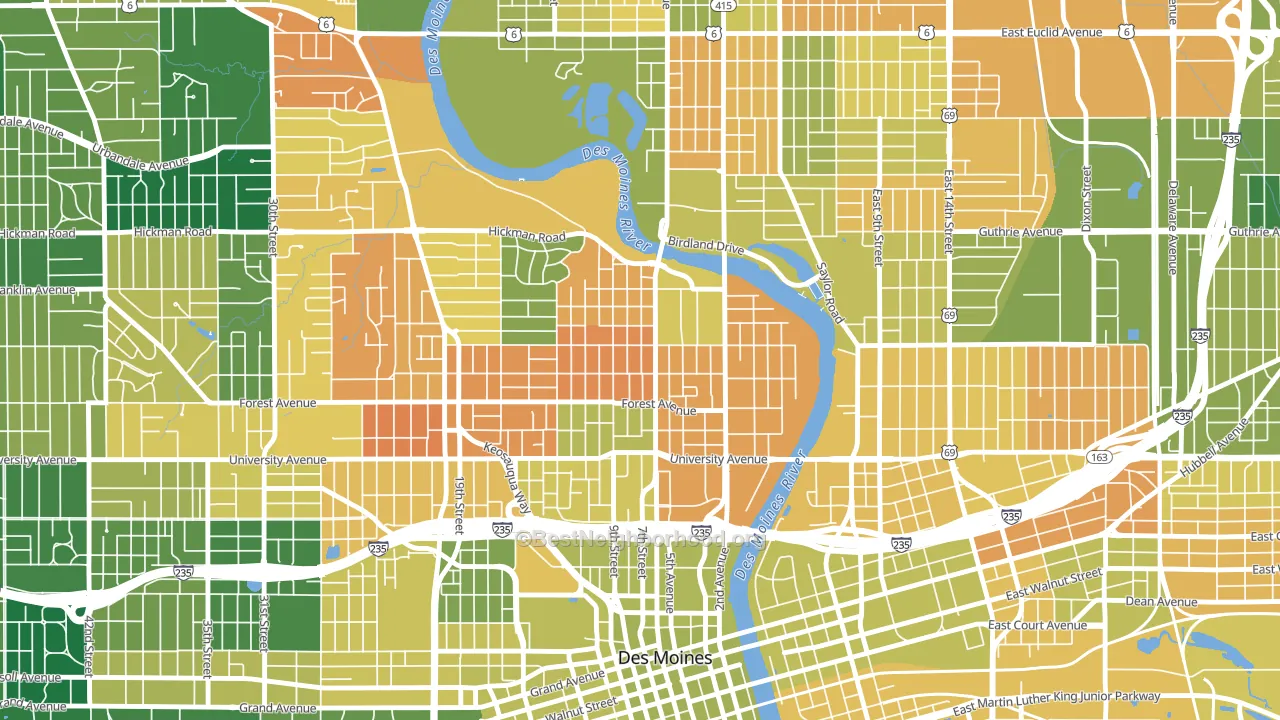 River Bend, Des Moines, IA block-group voter-turnout map