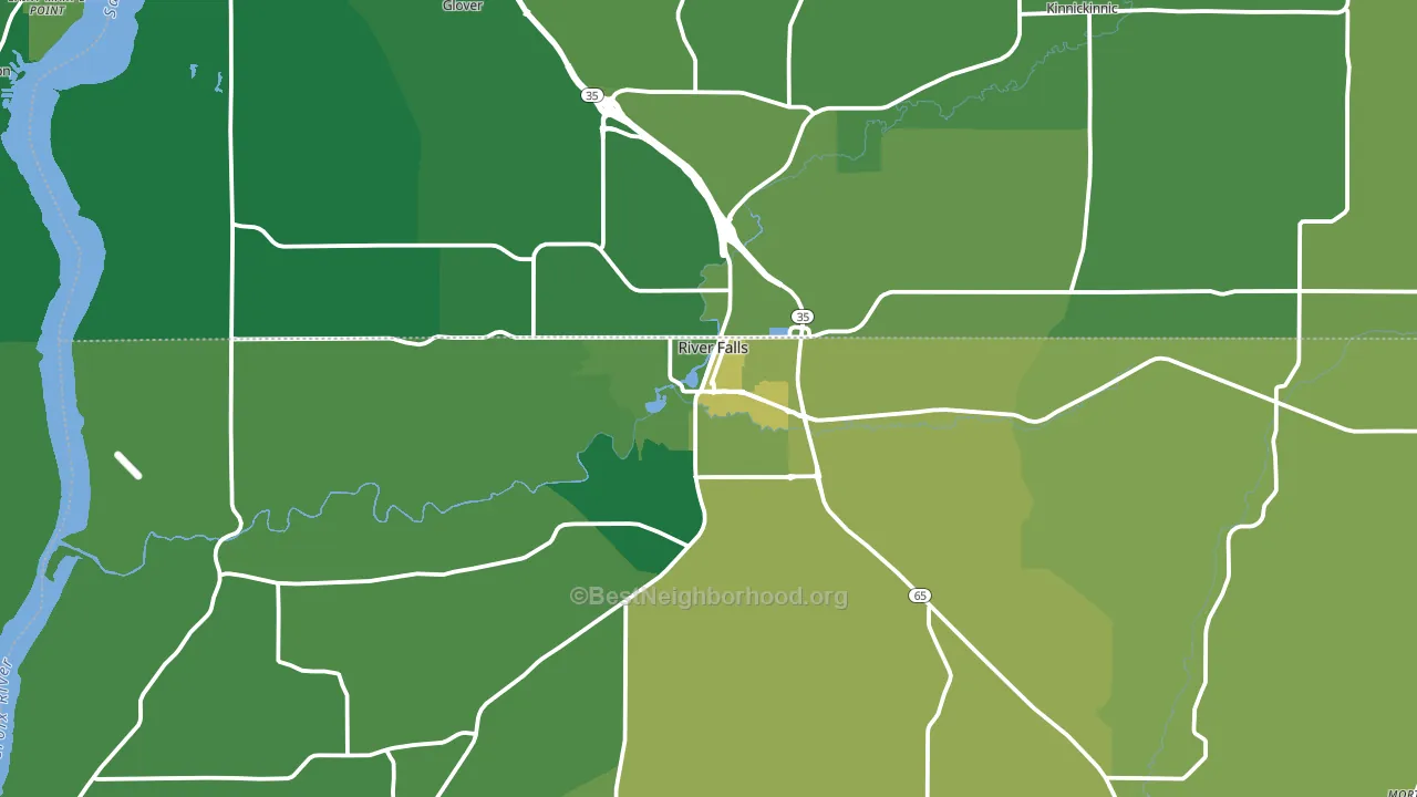 River Falls, WI block-group voter-turnout map