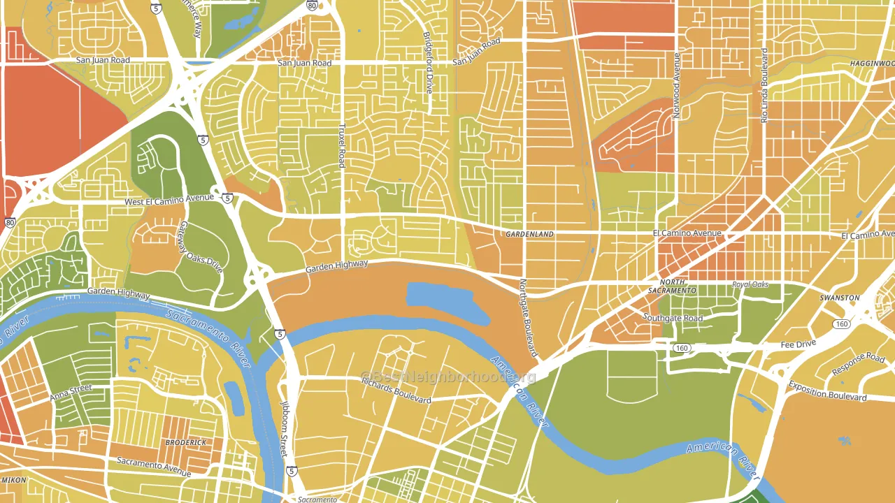 River Gardens, Sacramento, CA block-group voter-turnout map