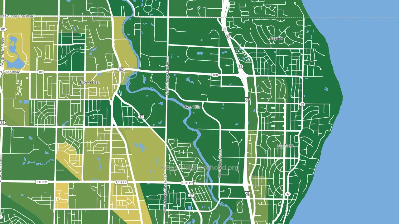 River Hills, WI block-group voter-turnout map