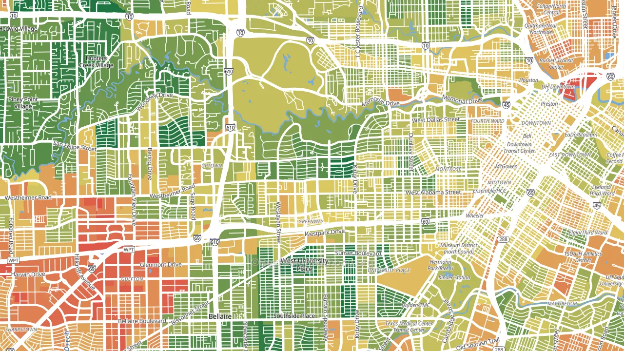 River Oaks, Houston, TX block-group voter-turnout map