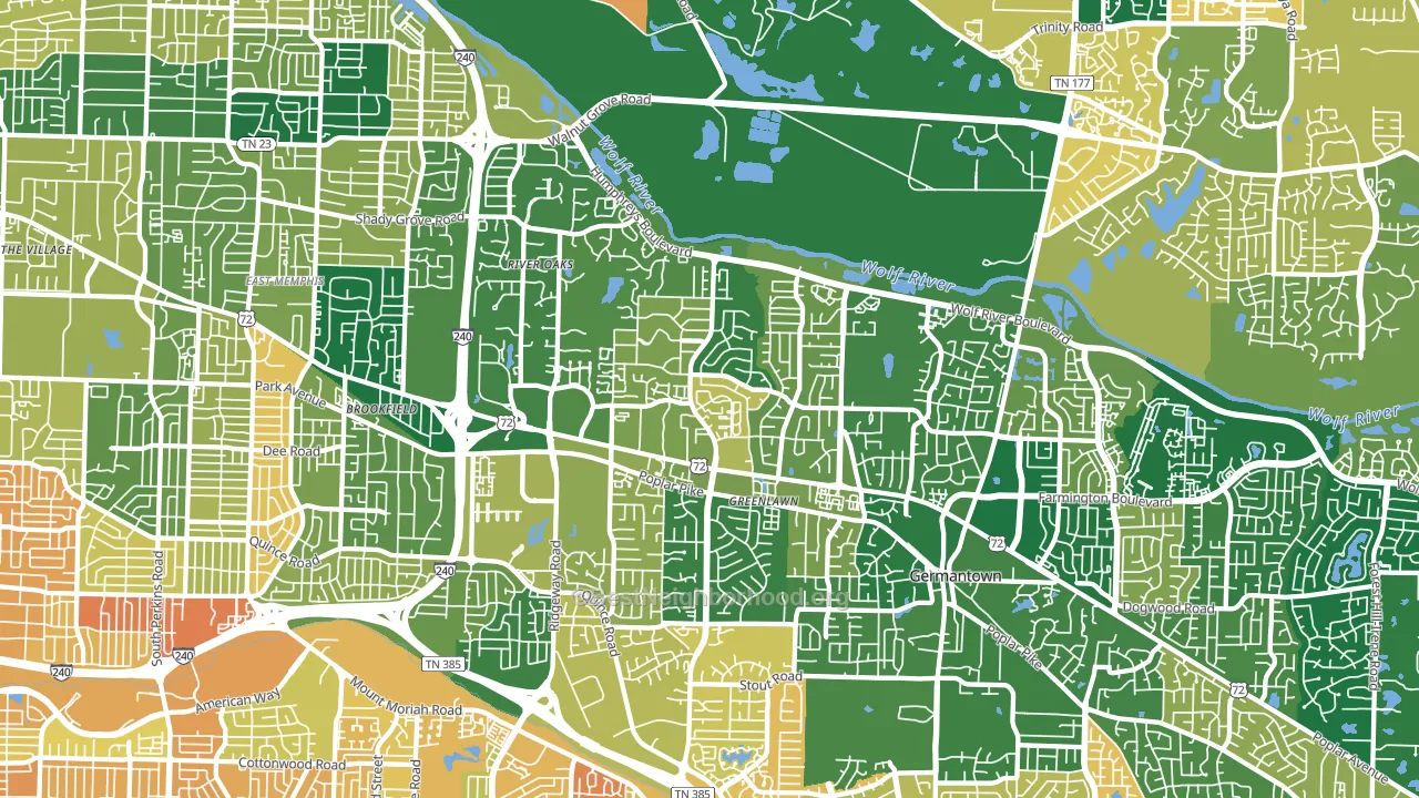 River Oaks-Kirby-Balmoral, Memphis, TN block-group voter-turnout map