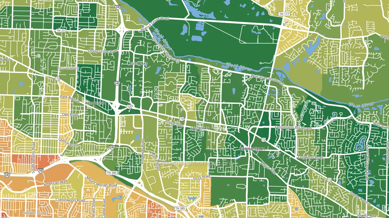River Oaks, Memphis, TN block-group voter-turnout map