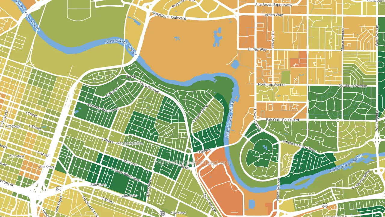 River Park, Sacramento, CA block-group voter-turnout map