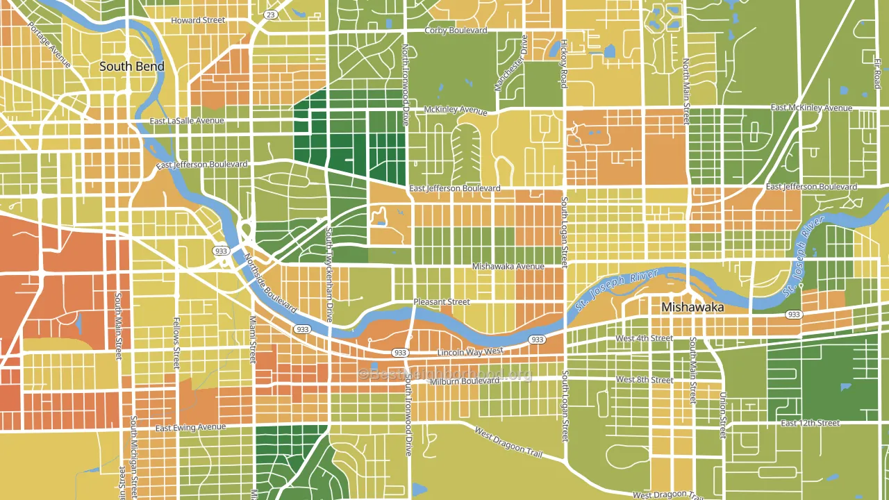 River Park, South Bend, IN block-group voter-turnout map