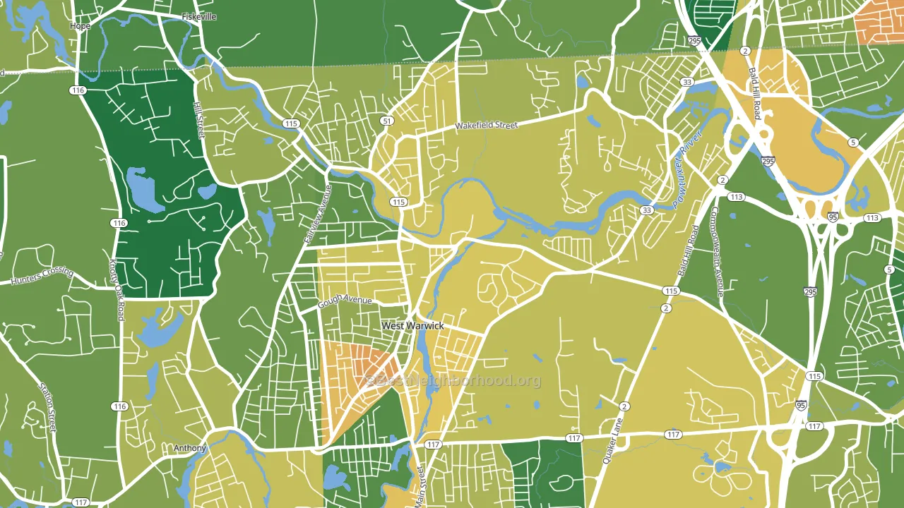 River Point, West Warwick, RI block-group voter-turnout map