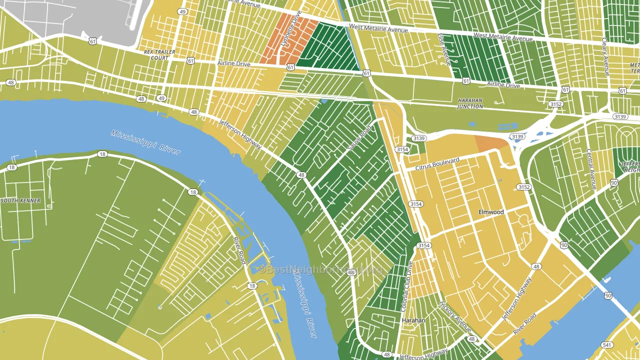 River Ridge, LA block-group voter-turnout map