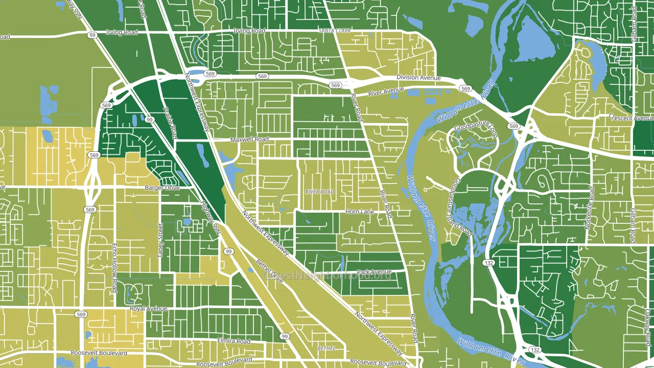 River Road, Eugene, OR block-group voter-turnout map