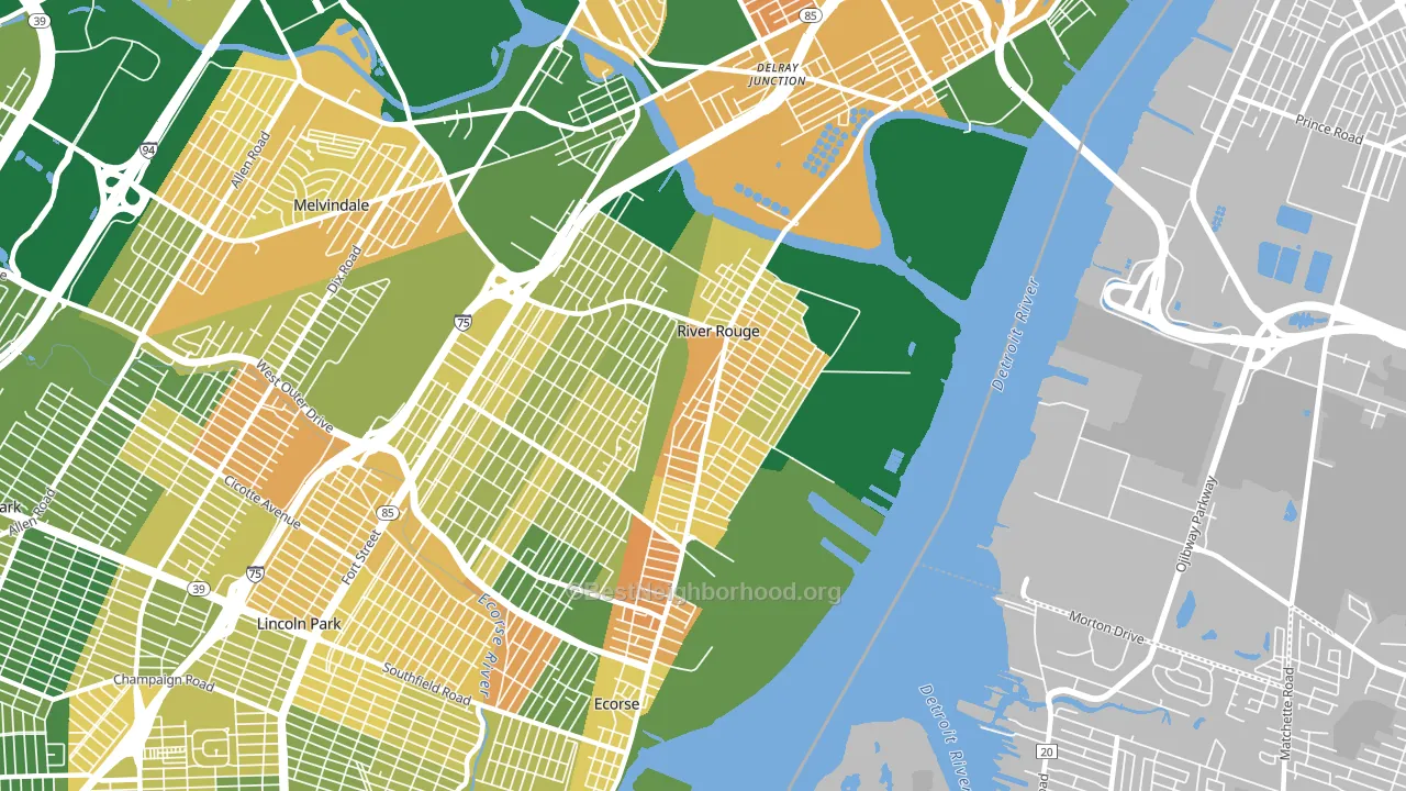 River Rouge, MI block-group voter-turnout map