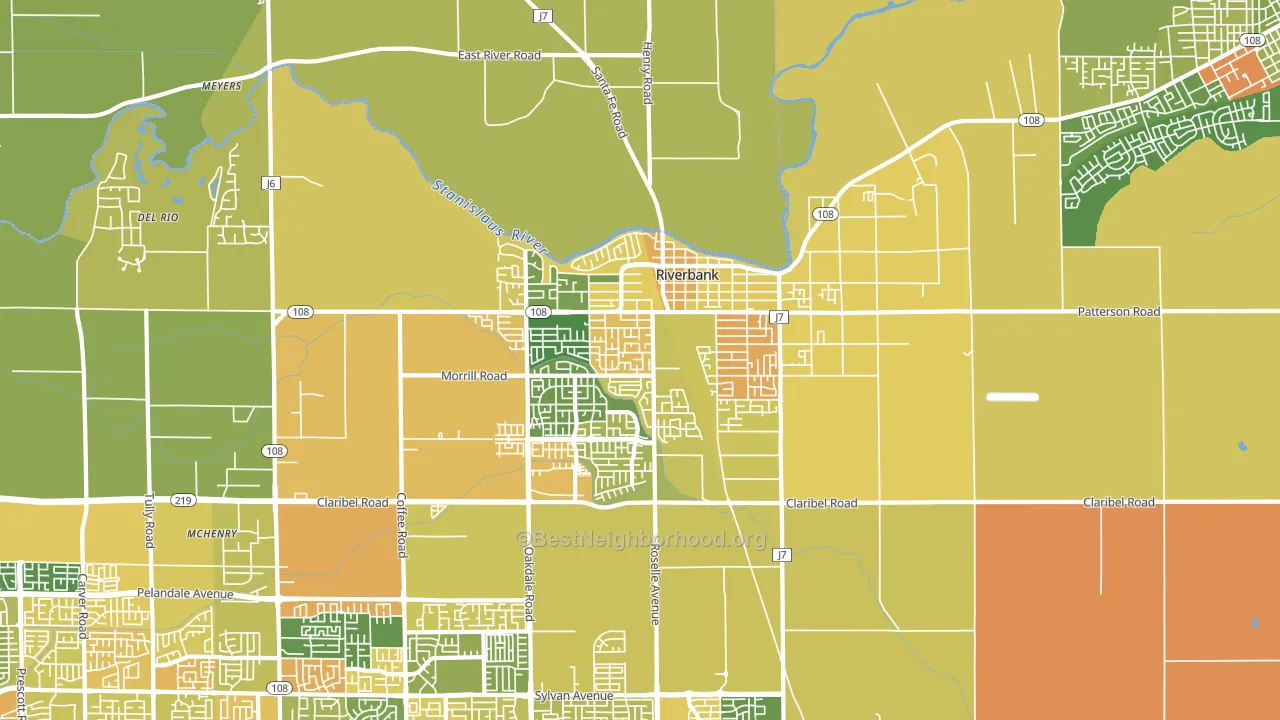Riverbank, CA block-group voter-turnout map