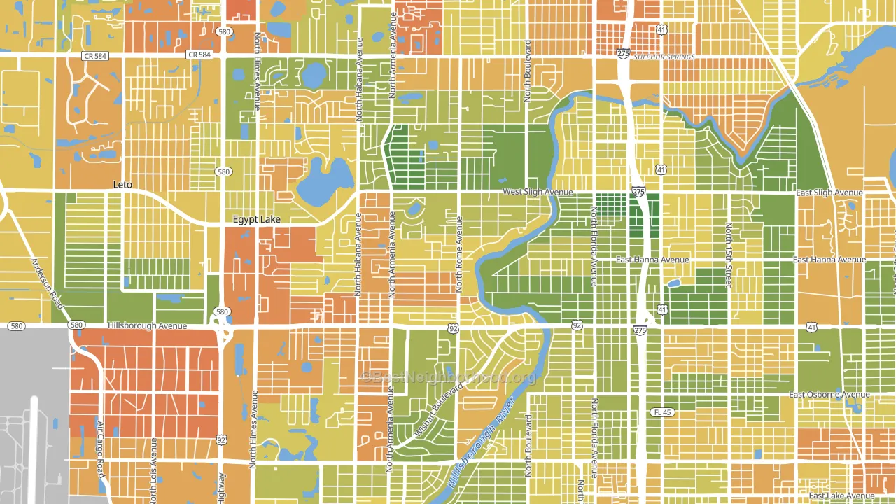 Riverbend, Tampa, FL block-group voter-turnout map