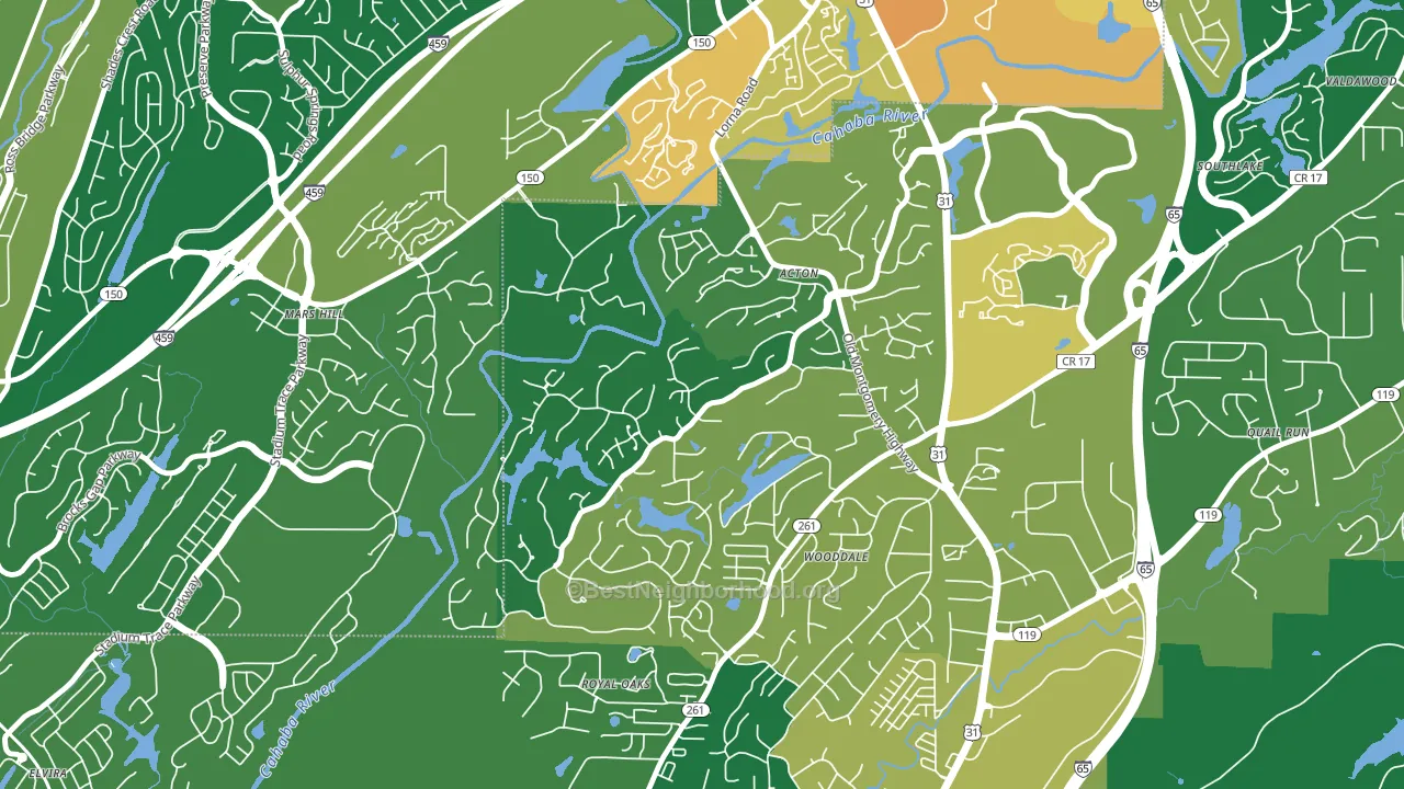 Riverchase Country Club, Hoover, AL block-group voter-turnout map