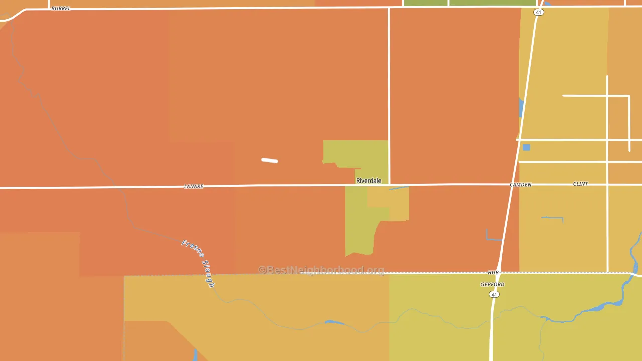Riverdale, CA block-group voter-turnout map
