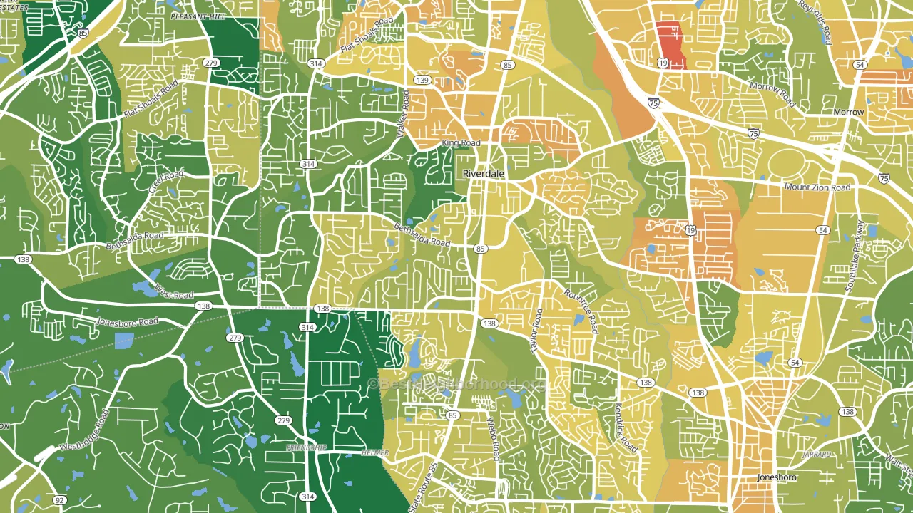 Riverdale, GA block-group voter-turnout map