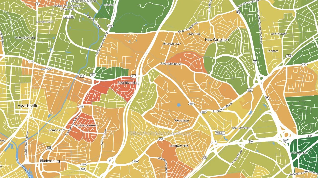 Riverdale, MD block-group voter-turnout map
