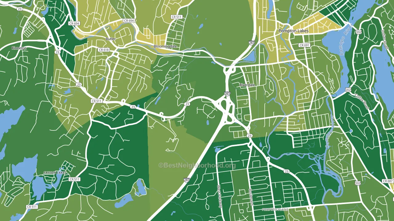 Riverdale, NJ block-group voter-turnout map