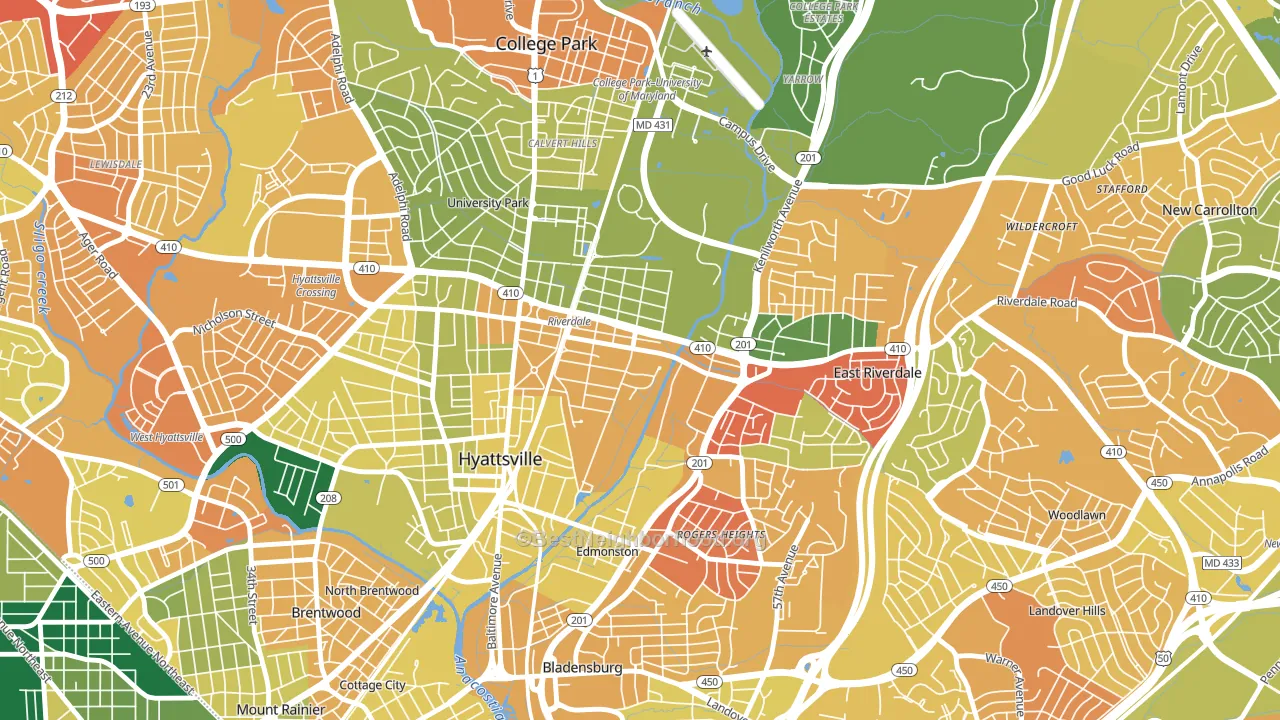 Riverdale Park, MD block-group voter-turnout map