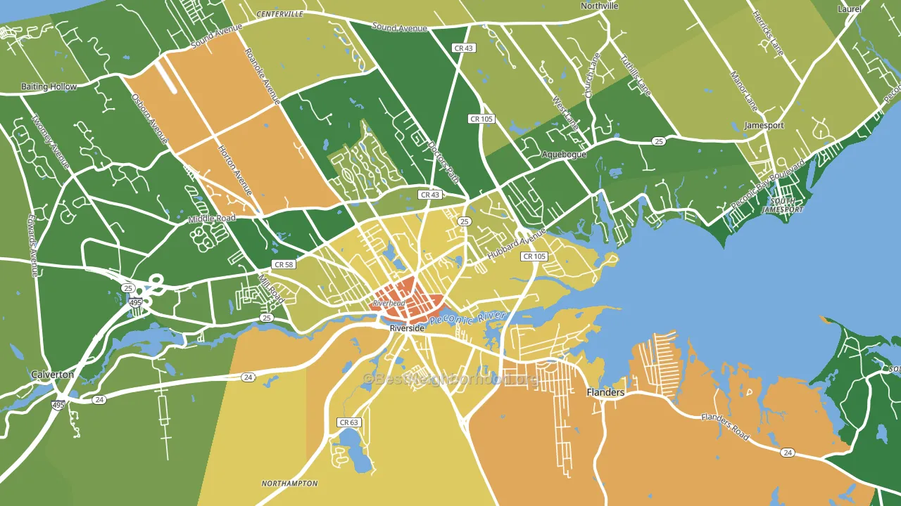 Riverhead, NY block-group voter-turnout map