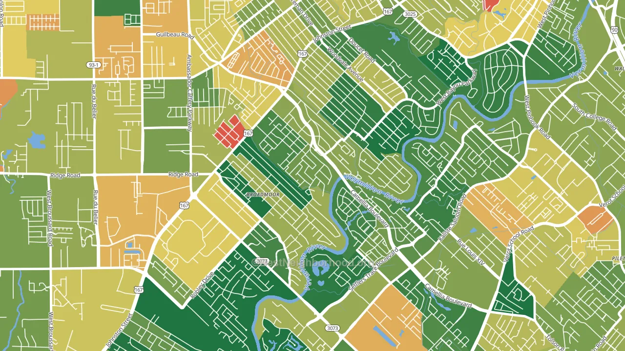 Rivers Bend Estates, Lafayette, LA block-group voter-turnout map