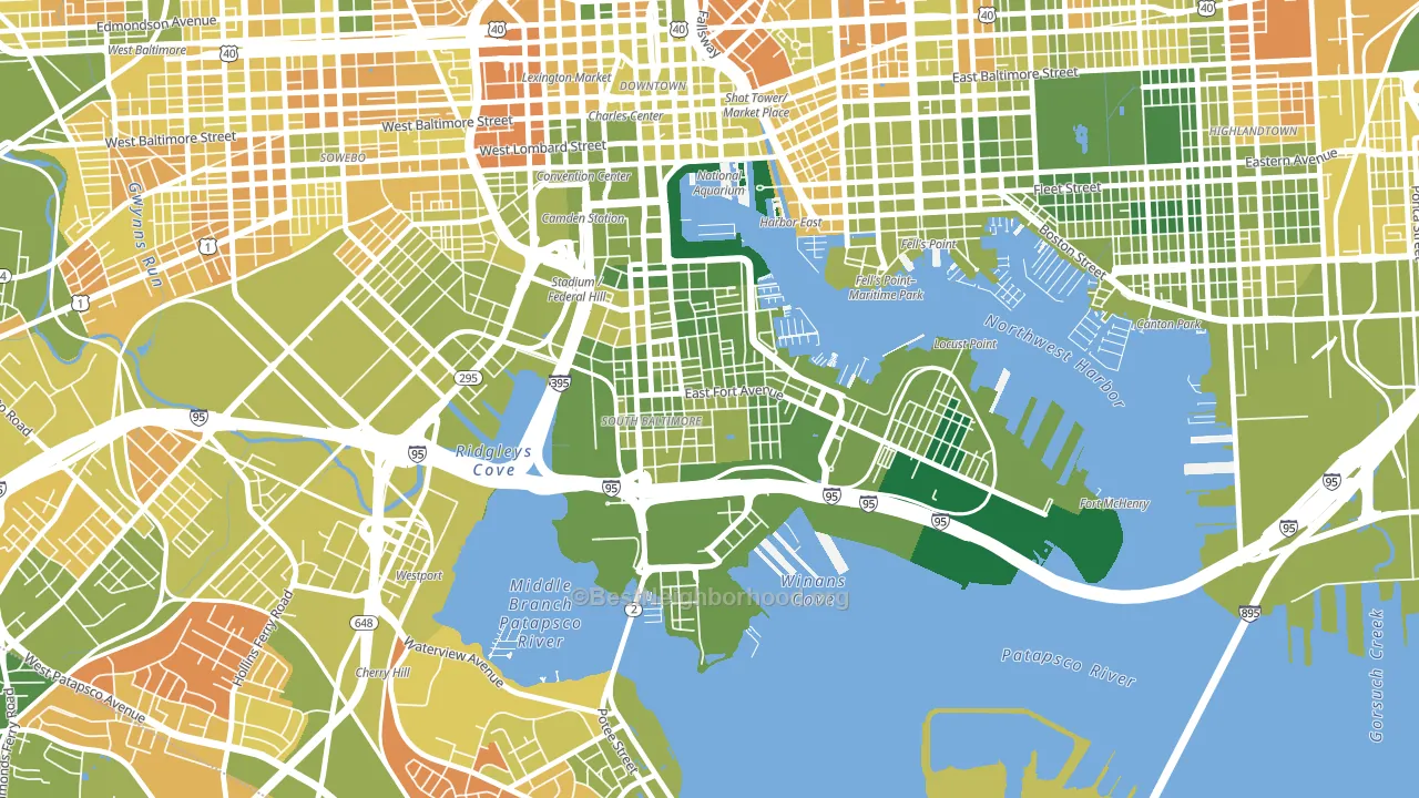 Riverside, Baltimore, MD block-group voter-turnout map