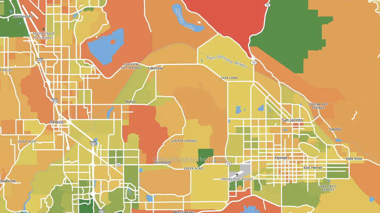 Riverside County, CA block-group voter-turnout map