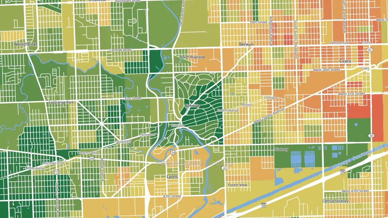 Riverside, IL block-group voter-turnout map