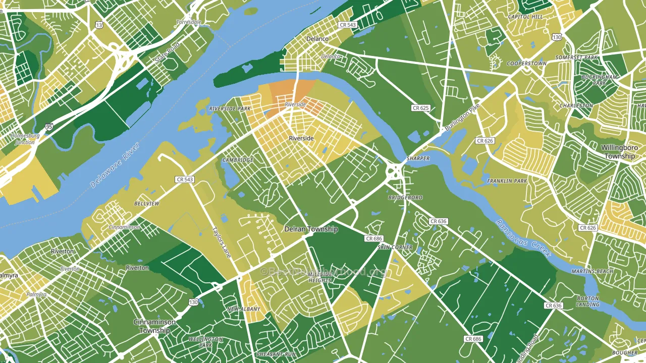 Riverside, NJ block-group voter-turnout map