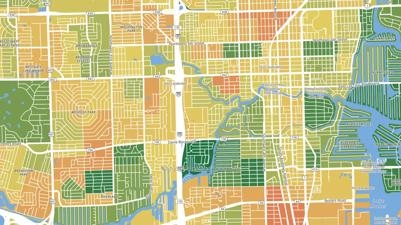 Riverside Park, Fort Lauderdale, FL block-group voter-turnout map