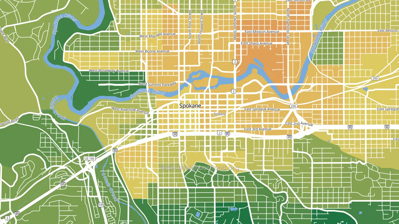 Riverside, Spokane, WA block-group voter-turnout map