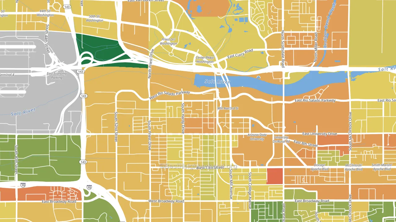 Riverside, Tempe, AZ block-group voter-turnout map