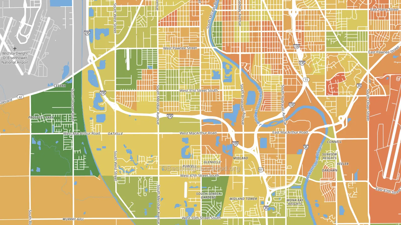 Riverside, Wichita, KS block-group voter-turnout map