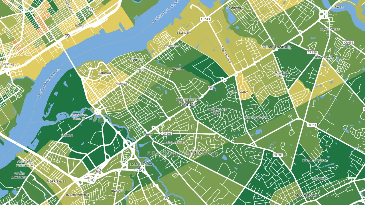 Riverton, NJ block-group voter-turnout map