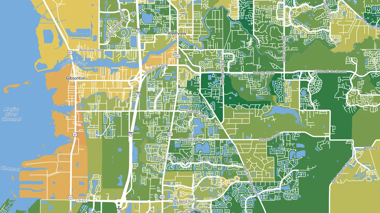 Riverview, FL block-group voter-turnout map