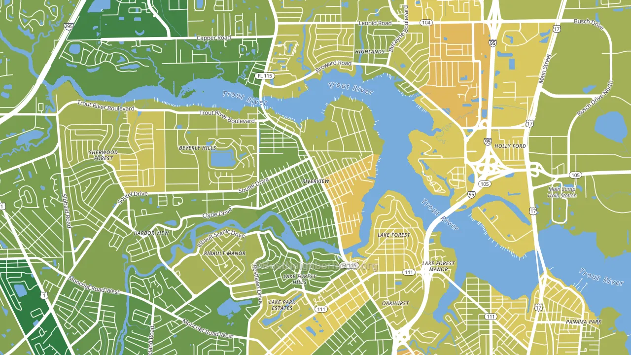Riverview, Jacksonville, FL block-group voter-turnout map