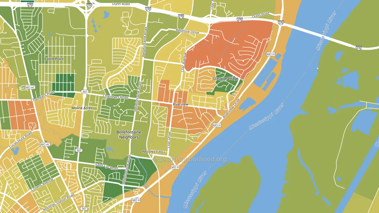 Riverview, MO block-group voter-turnout map