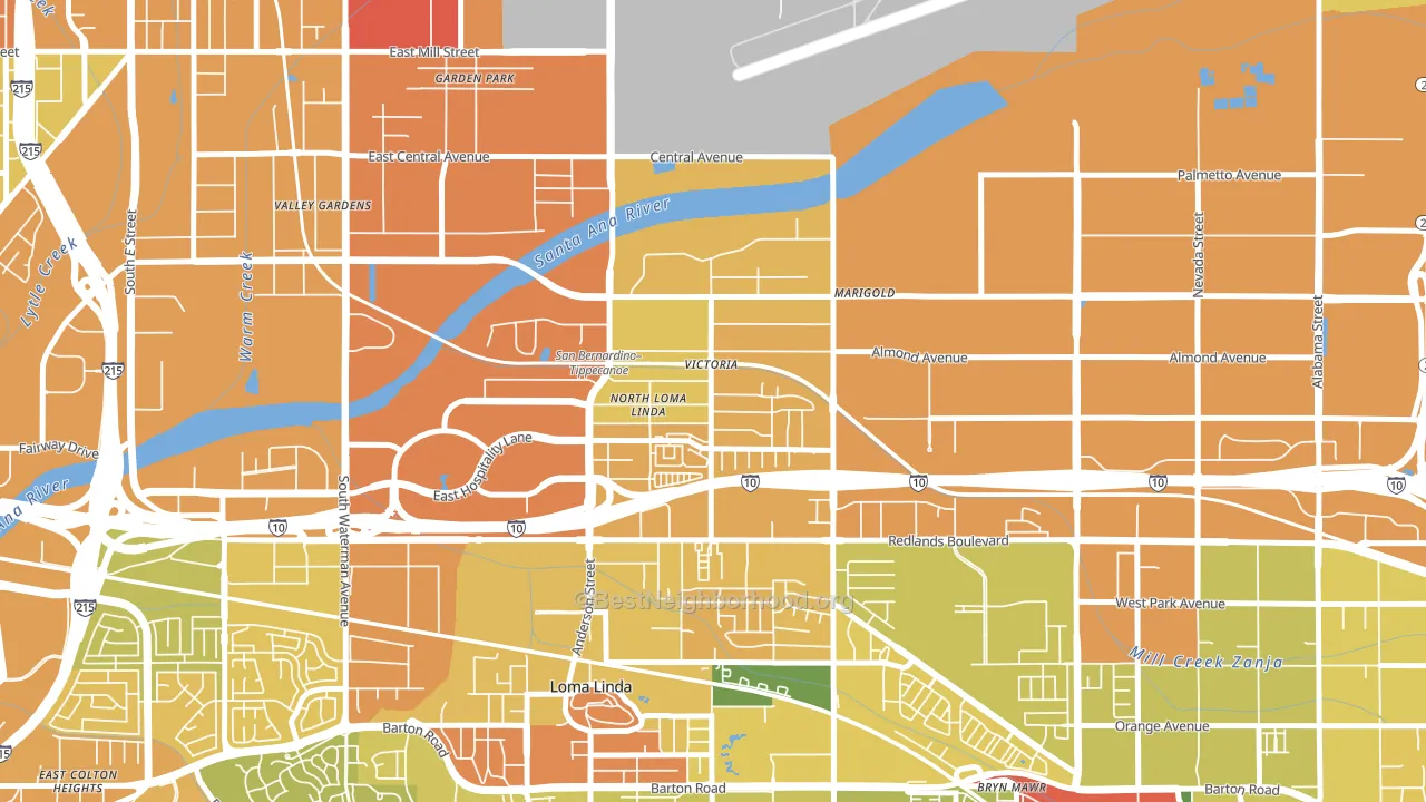 Riverview, San Bernardino, CA block-group voter-turnout map