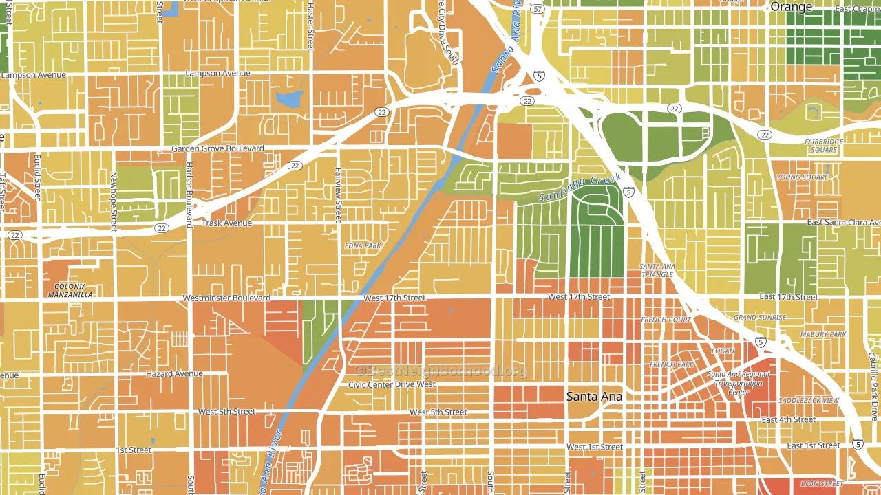 Riverview-Santa Ana, Santa Ana, CA block-group voter-turnout map