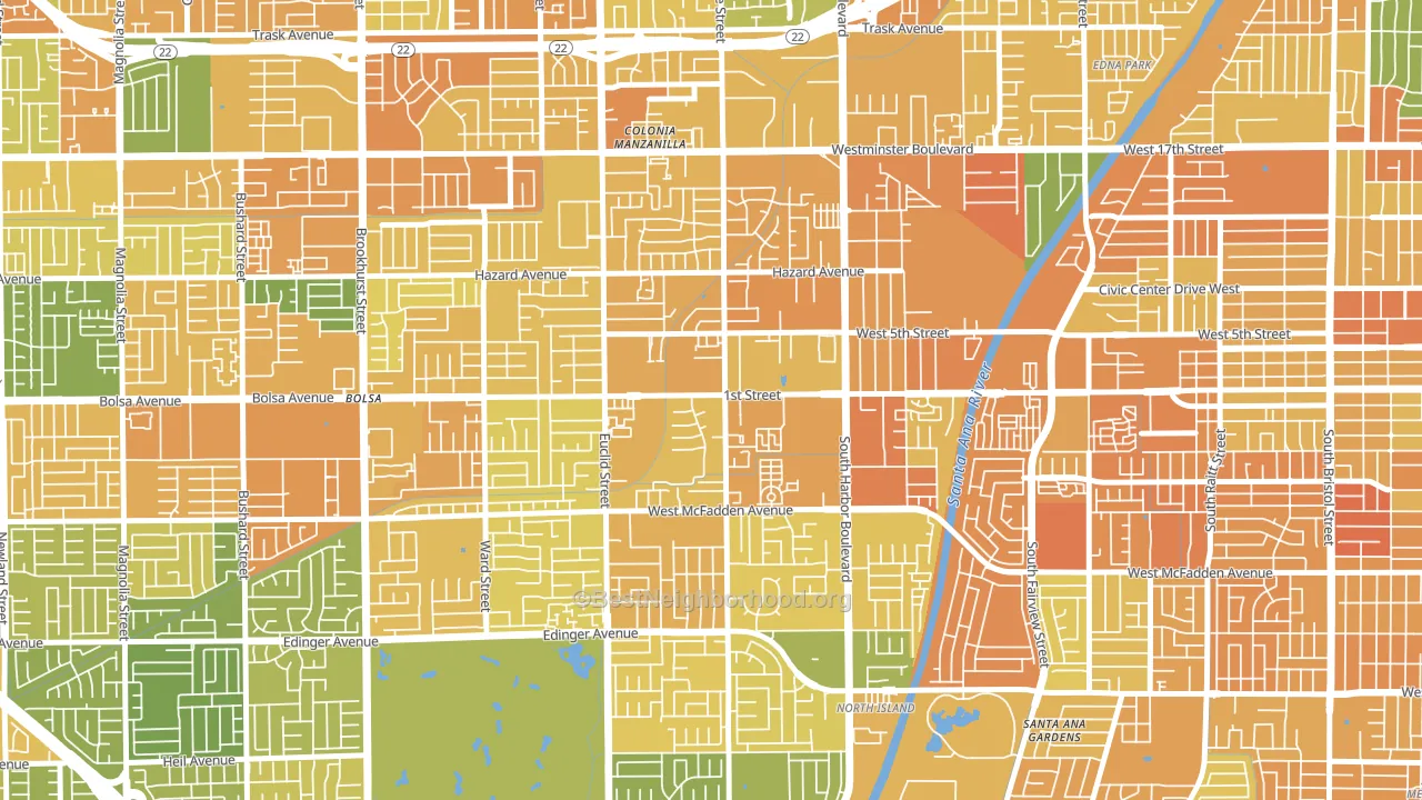 Riverview West, Santa Ana, CA block-group voter-turnout map