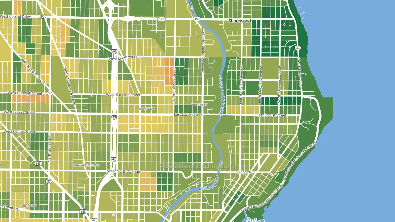 Riverwest, Milwaukee, WI block-group voter-turnout map