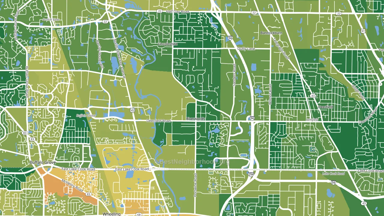 Riverwoods, IL block-group voter-turnout map
