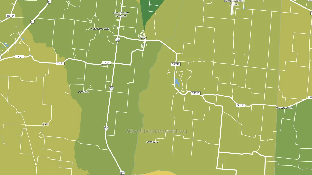 Rives, TN block-group voter-turnout map