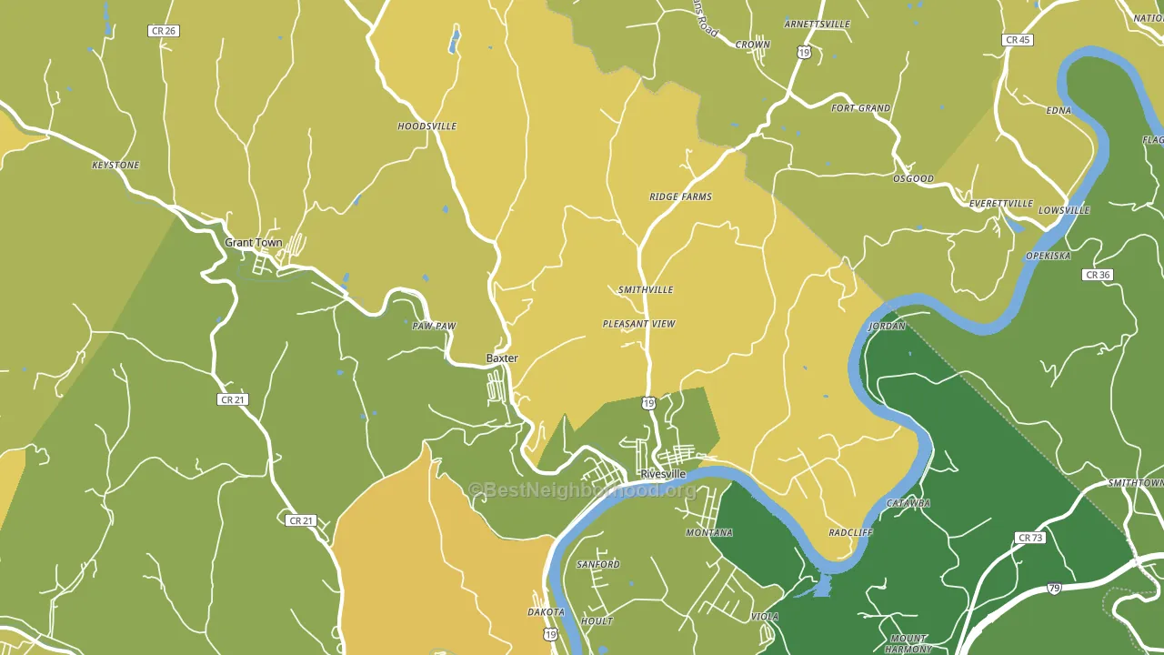 Rivesville, WV block-group voter-turnout map