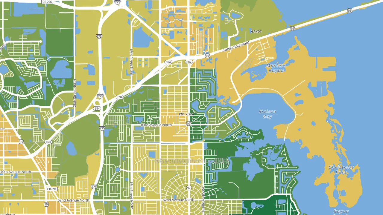 Riviera Bay, St. Petersburg, FL block-group voter-turnout map