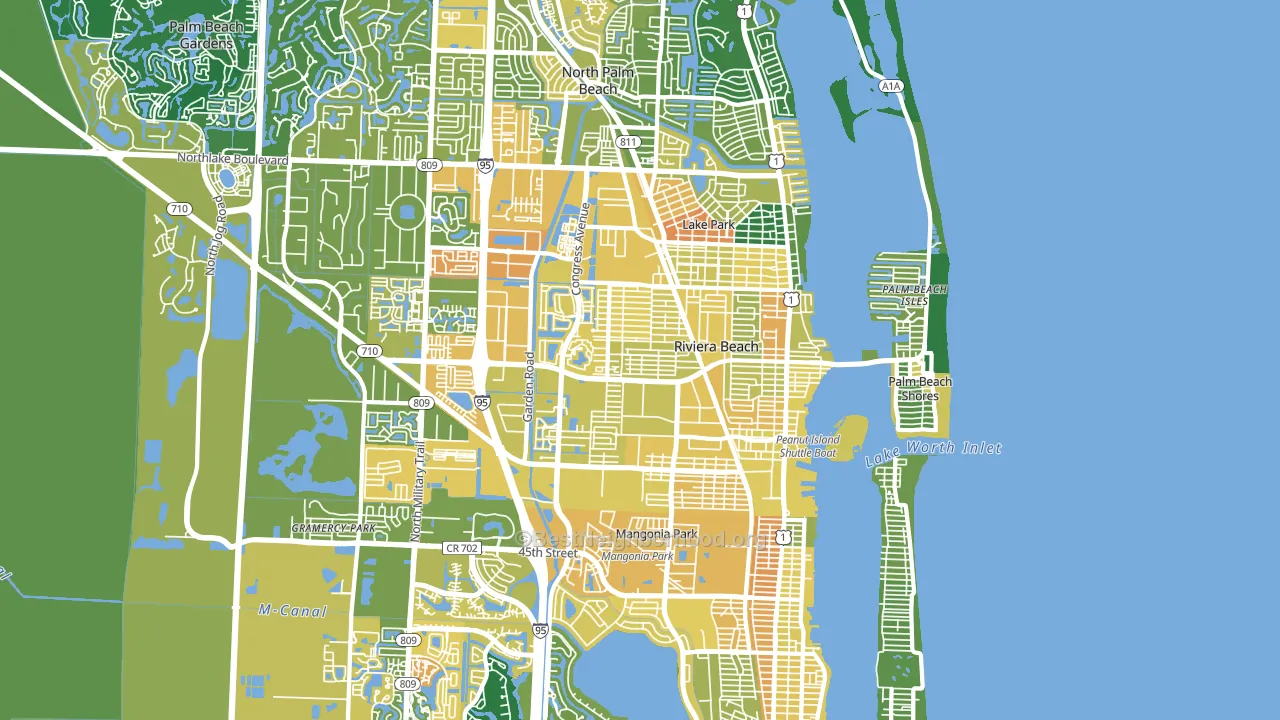 Riviera Beach, FL block-group voter-turnout map