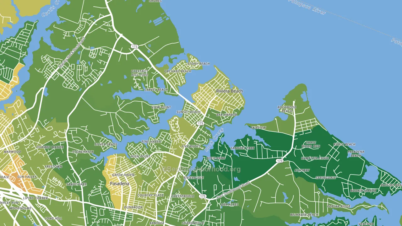 Riviera Beach, MD block-group voter-turnout map