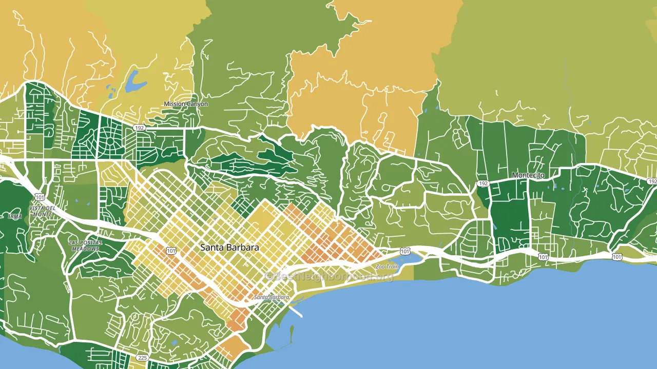 Riviera, Santa Barbara, CA block-group voter-turnout map