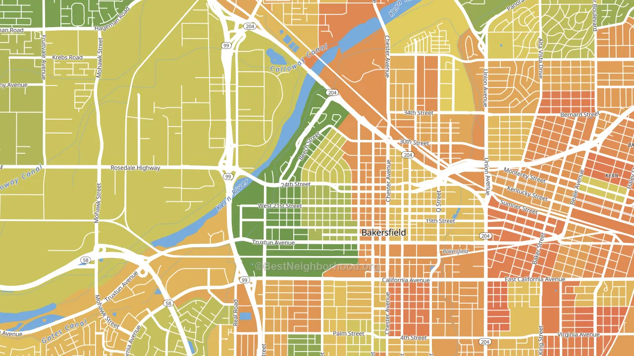 Riviera-Westchester, Bakersfield, CA block-group voter-turnout map